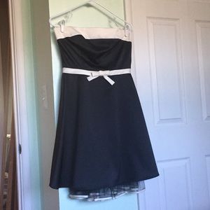 Black and white/ivory cocktail dress, strapless